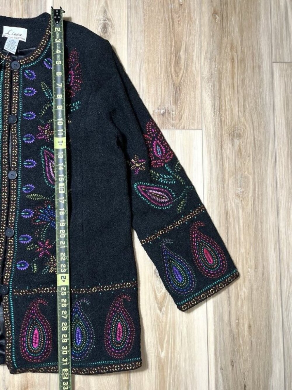 NWT Linea By Louis Dell’Olio Embroidered Wool Blend Cardigan Jacket -Size Medium - Picture 14 of 14